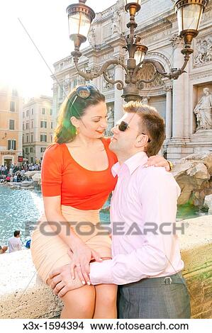 Couple at Fontana di Trevi Rome Italy View Large Photo Image Picture - Couple at Fontana di Trevi Rome Italy. Fotosearch