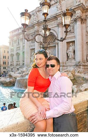 Couple at Fontana di Trevi Rome Italy View Large Photo Image Stock Photography - Couple at Fontana di Trevi Rome Italy. Fotosearch