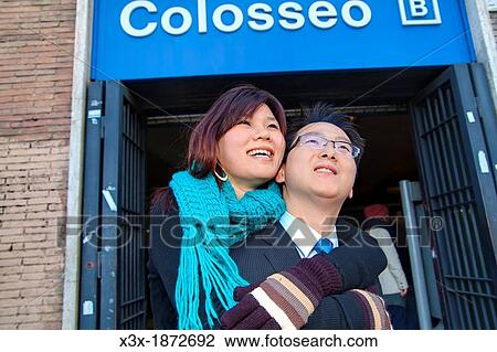 Couple at the Roman Colosseum metro stop Rome Italy View Large Photo Image Stock Image - Couple at the Roman Colosseum metro stop Rome Italy. Fotosearch