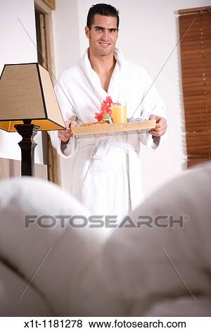 Couple breakfast in bed. View Large Photo Image Stock Photo - Couple breakfast in bed.. Fotosearch