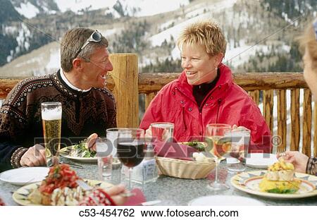 Couple eating on deck of Lookout Cabin. Utah View Large Photo Image Stock Image - Couple eating on deck of Lookout Cabin. Utah. Fotosearch