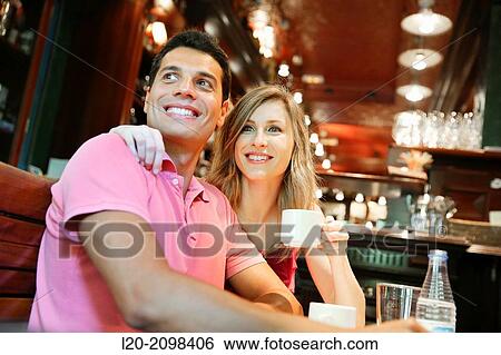 Stock Photograph - Couple in a coffee bar. San Sebastian. Donostia. Gipuzkoa. Basque Country. Spain.. Fotosearch