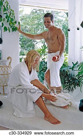 Couple in deluxe resort bath. View Large Photo Image Stock Photo - Couple in deluxe resort bath.. Fotosearch