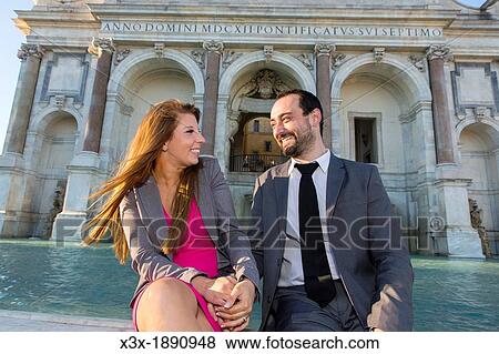 Couple in front of Fontanone del Gianicolo in Rome Italy View Large Photo Image Stock Photo - Couple in front of Fontanone del Gianicolo in Rome Italy. Fotosearch