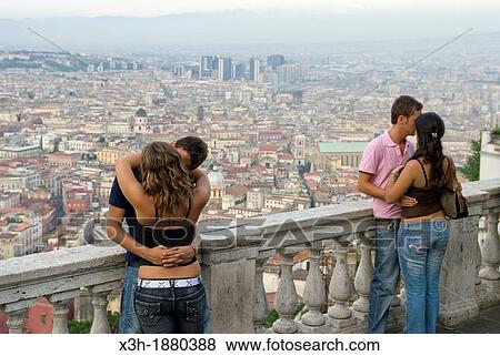 couple of lovers at the belvedere of San Martino, Naples, Campania region, southern Italy, Europe View Large Photo Image Stock Photo - couple of lovers at the belvedere of San Martino, Naples, Campania region, southern Italy, Europe. Fotosearch