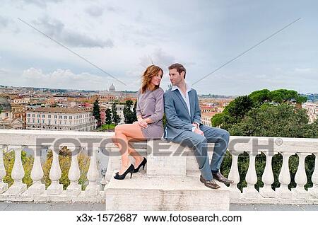 Couple on the terrace of Parco del Pincio in Rome Italy View Large Photo Image Stock Photo - Couple on the terrace of Parco del Pincio in Rome Italy. Fotosearch