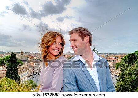 Couple on the terrace of Parco del Pincio in Rome Italy View Large Photo Image Stock Photo - Couple on the terrace of Parco del Pincio in Rome Italy. Fotosearch