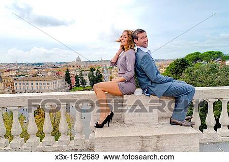 Couple on the terrace of Parco del Pincio in Rome Italy View Large Photo Image Stock Photo - Couple on the terrace of Parco del Pincio in Rome Italy. Fotosearch