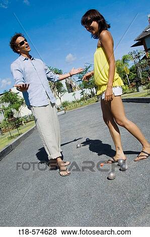 Stock Photo - couple playing boccia. Fotosearch