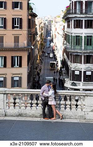 Couple. Terrace view. Spanish steps. Rome, Italy. View Large Photo Image Stock Photo - Couple. Terrace view. Spanish steps. Rome, Italy.. Fotosearch