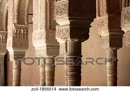 Court of the lions, Alhambra, Granada, Andalusia, Spain View Large Photo Image Picture - Court of the lions, Alhambra, Granada, Andalusia, Spain. Fotosearch