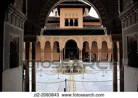 Court of the Lions, Alhambra, Granada, Spain View Large Photo Image Stock Image - Court of the Lions, Alhambra, Granada, Spain. Fotosearch