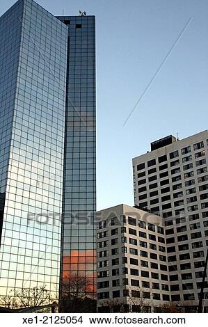 Picture - Courts Building at sunset, Eix Macia, Sabadell, Catalonia, Spain. Fotosearch
