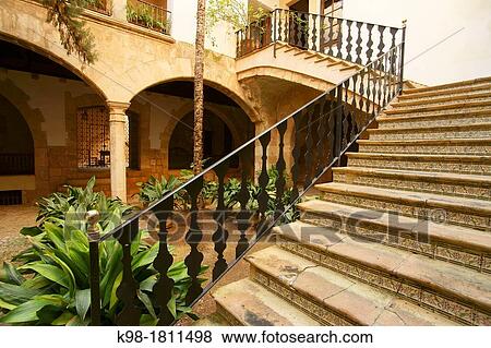 Courtyard, Can Catlar del Llorer, Old Town, Palma, Balearic Islands Spain View Large Photo Image Stock Photo - Courtyard, Can Catlar del Llorer, Old Town, Palma, Balearic Islands Spain. Fotosearch