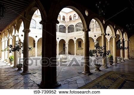 Stock Image - Courtyard, Leon. Castilla-Leon, Spain. Fotosearch