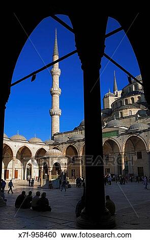 Courtyard of Blue Mosque Sultan Ahmed mosque Istanbul Turkey View Large Photo Image Stock Image - Courtyard of Blue Mosque Sultan Ahmed mosque Istanbul Turkey. Fotosearch