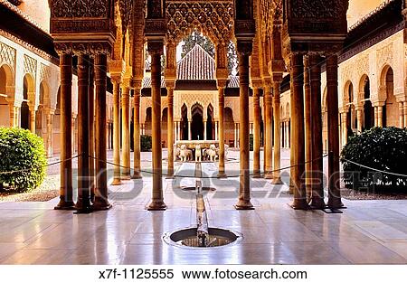 Courtyard of the lions Palace of the Lions Nazaries palaces Alhambra, Granada Andalusia, Spain View Large Photo Image Stock Photography - Courtyard of the lions Palace of the Lions Nazaries palaces Alhambra, Granada Andalusia, Spain. Fotosearch