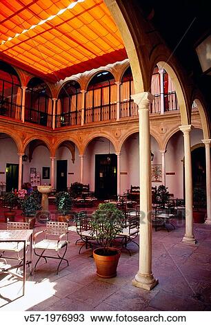 Stock Image - Courtyard of the Parador. Ubeda, Jaen province, Andalucia, Spain.. Fotosearch