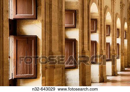 Stock Photo - Courtyard of Ucl's monastery. Cuenca province. Castilla-La Mancha, Spain. Fotosearch