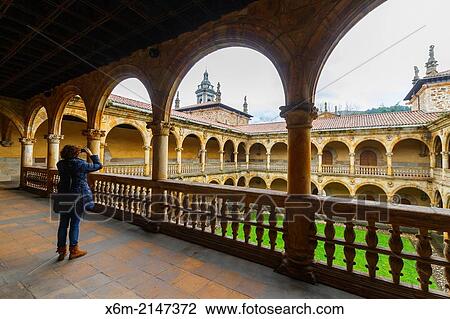 Stock Image - Courtyard. University of the Holy Spirit (Sancti Spiritus). Oate. Guipuzkoa, Spain.. Fotosearch