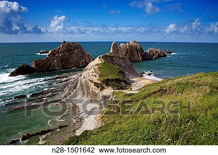 Covachos beach in Santa Cruz de Bezana, Cantabria, Spain. View Large Photo Image Stock Image - Covachos beach in Santa Cruz de Bezana, Cantabria, Spain.. Fotosearch