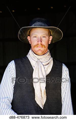Stock Image - Cowboy. Ponderosa Ranch. Seneca. Oregon. USA. Fotosearch