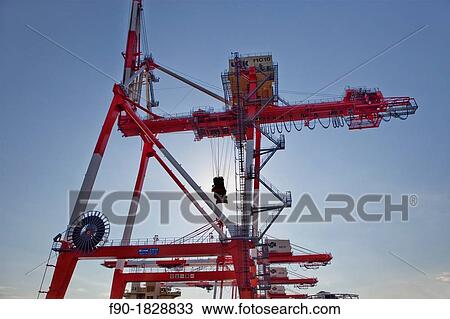 Stock Image - Crane load containers-port-Yokohama-Japan. Fotosearch