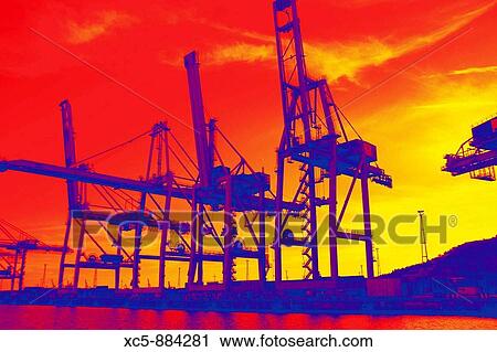 Cranes, port of Barcelona, Catalunya, Spain View Large Photo Image Stock Image - Cranes, port of Barcelona, Catalunya, Spain. Fotosearch