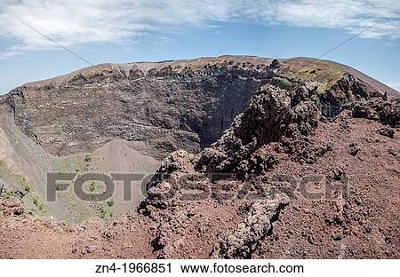 Stock Image - Crater of Mount Vesuvius in Mount Vesuvius National Park, Campania, Italy.. Fotosearch