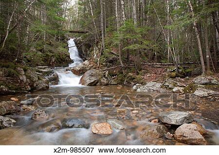 Stock Photo - Crawford Notch State Park - Pearl Cascades during the spring months. Located on Crawford Brook next to the Avalon Path in Bethlehem, New Hampshire USA. Fotosearch