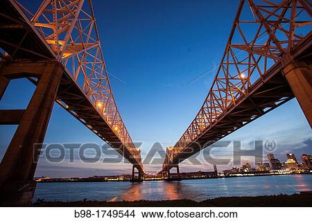 crescent city bridge over the Mississippi River in New Orleans View Large Photo Image Picture - crescent city bridge over the Mississippi River in New Orleans. Fotosearch