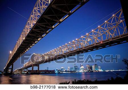 Stock Photo - Crescent City Connector Bridge over the Mississippi River in New Orleans.. Fotosearch