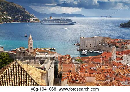 Croatia - Dubrovnik Old Town, view rom City Walls, Dalmatia, Croatia. View Large Photo Image Stock Photo - Croatia - Dubrovnik Old Town, view rom City Walls, Dalmatia, Croatia.. Fotosearch