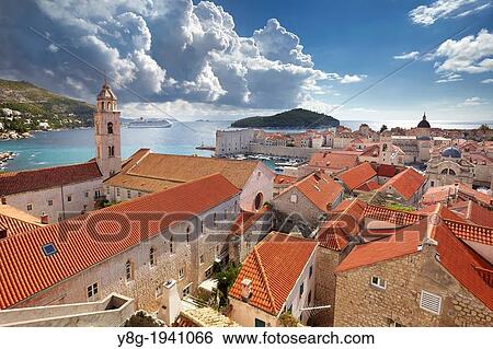 Croatia - Dubrovnik Old Town, view rom City Walls, Dalmatia, Croatia. View Large Photo Image Stock Photograph - Croatia - Dubrovnik Old Town, view rom City Walls, Dalmatia, Croatia.. Fotosearch