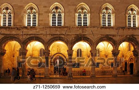 Stock Photo - Croatia, Dubrovnik, Rector's Palace at night,. Fotosearch