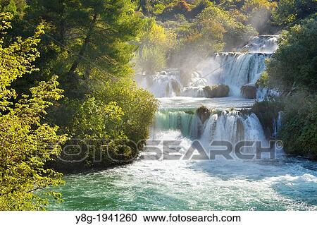 Croatia - Krka National Park, cascades on the Krka River, Croatia. View Large Photo Image Stock Image - Croatia - Krka National Park, cascades on the Krka River, Croatia.. Fotosearch