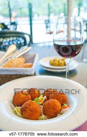 Croquettes serving. Madrid, Spain. View Large Photo Image Stock Photography - Croquettes serving. Madrid, Spain.. Fotosearch