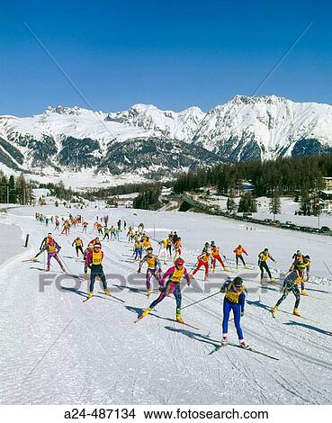 Cross-country ski marathon. St. Moritz, Switzerland View Large Photo Image Picture - Cross-country ski marathon. St. Moritz, Switzerland. Fotosearch