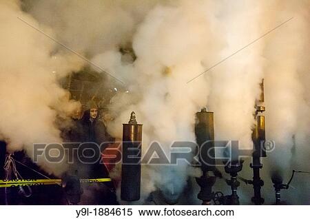 Stock Photography - Crowds of visitors and Pratt Institute students and faculty welcome in the New Year, Tuesday, January 1, 2013 at the school's steam generating plant in Brooklyn in New York. Fotosearch