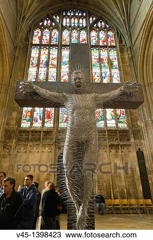 Stock Image - Crucible sculpture exhibition, Gloucester Cathedral, Gloucester, Gloucestershire, England, UK.. Fotosearch