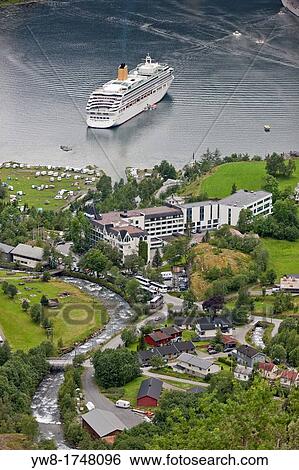 Cruise ships in Geirangerfjord, Norway View Large Photo Image Stock Photograph - Cruise ships in Geirangerfjord, Norway. Fotosearch