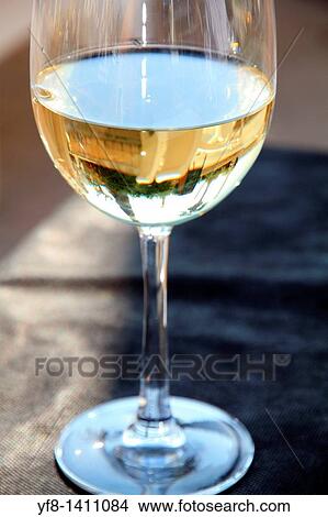 Picture - Crystal cup of White wine. Fotosearch