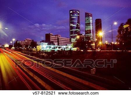 CTBA and M-30 motorway, night view. Madrid, Spain. View Large Photo Image Stock Image - CTBA and M-30 motorway, night view. Madrid, Spain.. Fotosearch