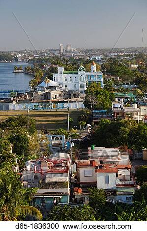 Cuba, Cienfuegos Province, Cienfuegos, elevated city view, morning View Large Photo Image Stock Image - Cuba, Cienfuegos Province, Cienfuegos, elevated city view, morning. Fotosearch