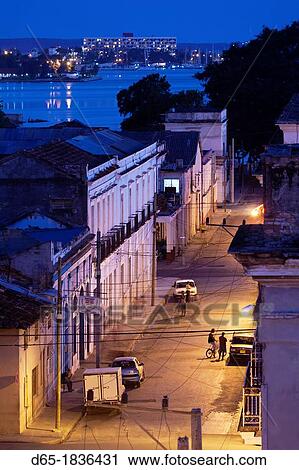 Cuba, Cienfuegos Province, Cienfuegos, Calle 31 street, elevated view dusk View Large Photo Image Stock Image - Cuba, Cienfuegos Province, Cienfuegos, Calle 31 street, elevated view dusk. Fotosearch