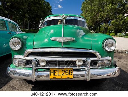 Cuba, Havana, Antique car View Large Photo Image Stock Photo - Cuba, Havana, Antique car. Fotosearch