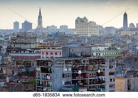 Cuba, Havana, elevated city view above Centro Havana, late afternoon View Large Photo Image Picture - Cuba, Havana, elevated city view above Centro Havana, late afternoon. Fotosearch