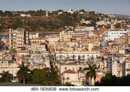 Cuba, Havana, elevated city view above Havana Vieja, Old Havana, late afternoon View Large Photo Image Stock Photo - Cuba, Havana, elevated city view above Havana Vieja, Old Havana, late afternoon. Fotosearch