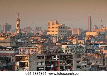 Cuba, Havana, elevated city view above Central Havana, morning View Large Photo Image Stock Photography - Cuba, Havana, elevated city view above Central Havana, morning. Fotosearch