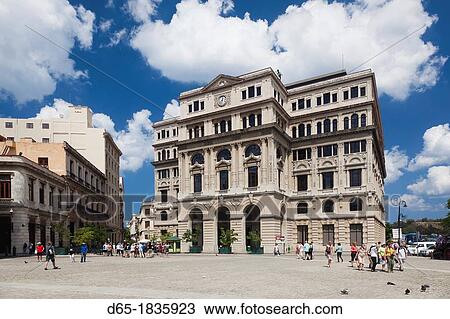 Stock Image - Cuba, Havana, Havana Vieja, Plaza de San Francisco de Asis, Lonja del Commercio building. Fotosearch